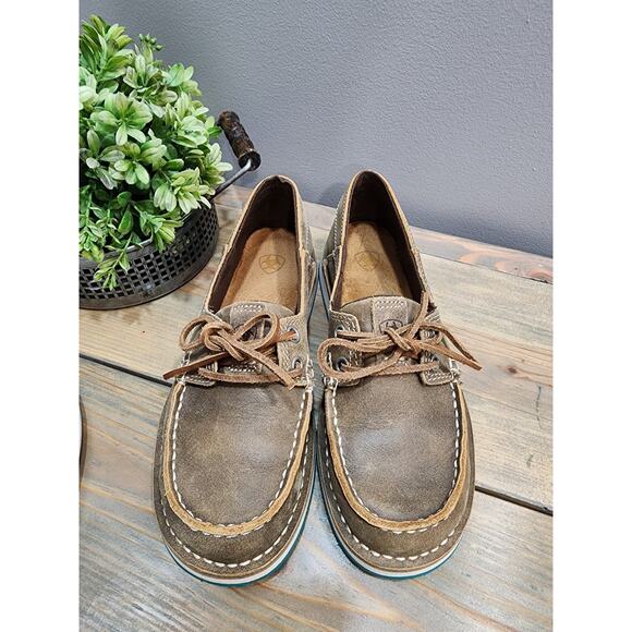 Ariat Cruiser Castaway Loafer Shoes Women's 6B Brown Leather Lace Up - Picture 1 of 10